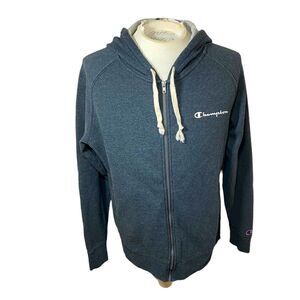 CHAMPION Dark Gray Full Zip Fleece Hoodie Athleticwear Mens Size Large